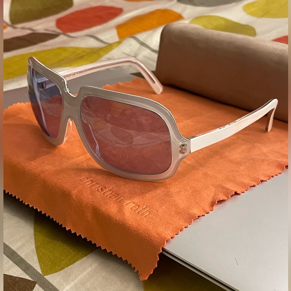 Vintage Christian Roth Sunglasses White& Transparent Trim 10/10 condition